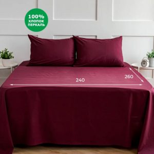 Простыня 240х260 см классическая (бордо) 12